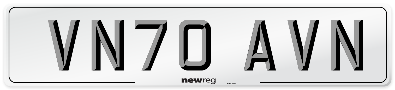 VN70 AVN Number Plate from New Reg